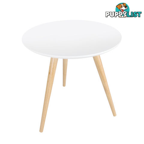 Round Bedside Coffee Table w/ Rubber Wood Legs