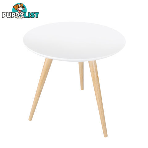 Round Bedside Coffee Table w/ Rubber Wood Legs