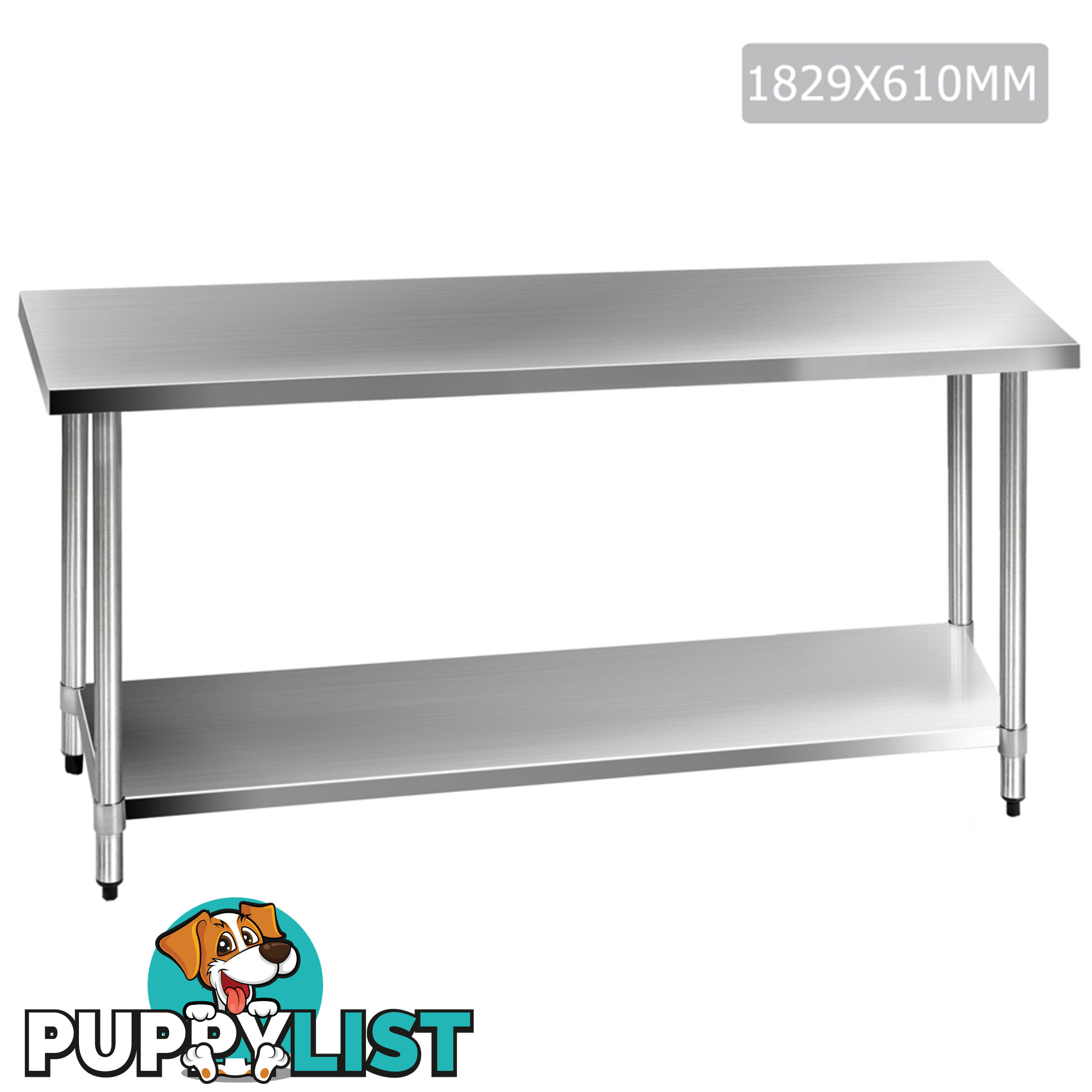 Commercial Stainless Steel Kitchen Work Bench Food Preparation Table Top 1829mm