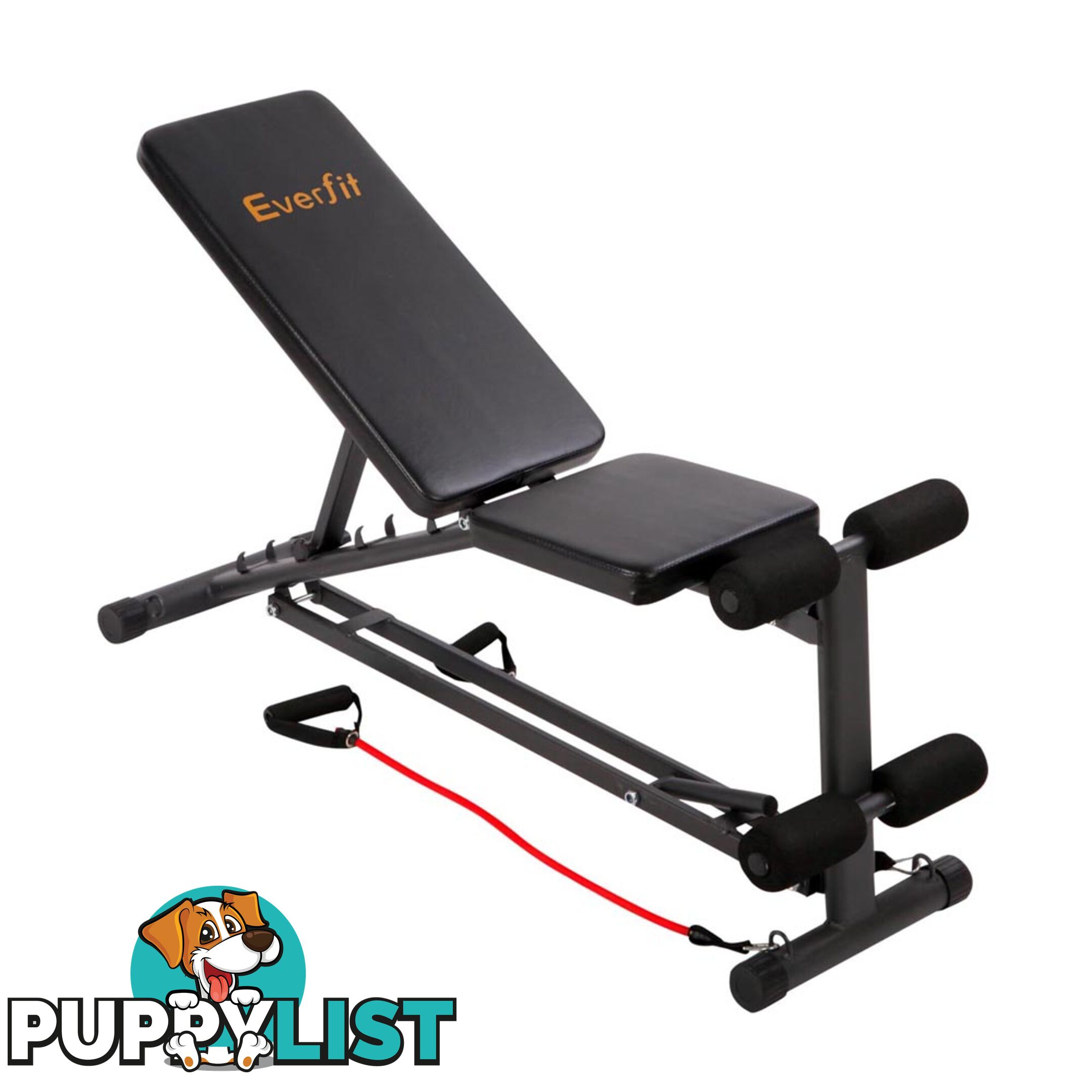 FID Flat Adjustable Bench 150Kg w/ Resistance Bands