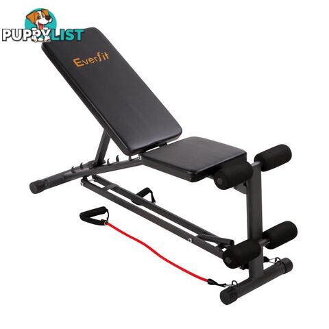 FID Flat Adjustable Bench 150Kg w/ Resistance Bands