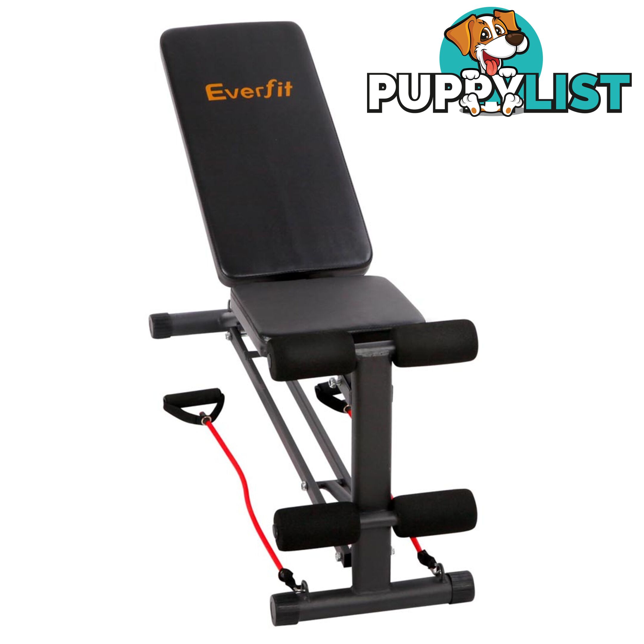 FID Flat Adjustable Bench 150Kg w/ Resistance Bands