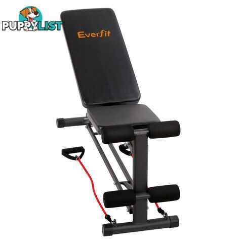 FID Flat Adjustable Bench 150Kg w/ Resistance Bands