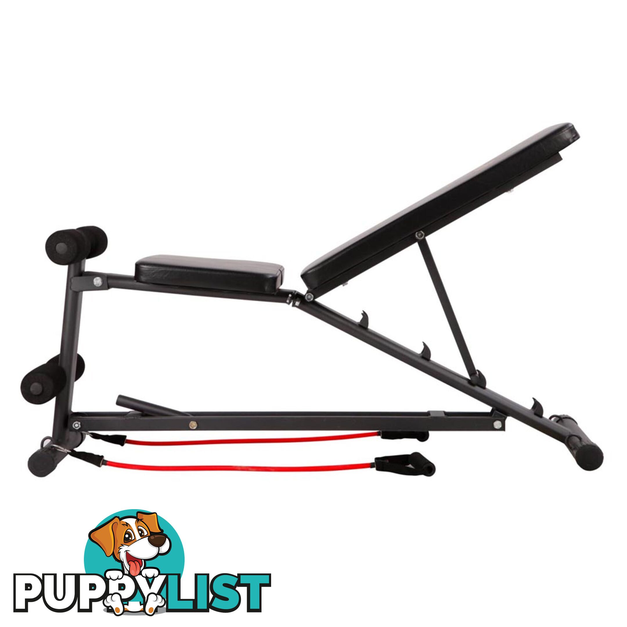 FID Flat Adjustable Bench 150Kg w/ Resistance Bands