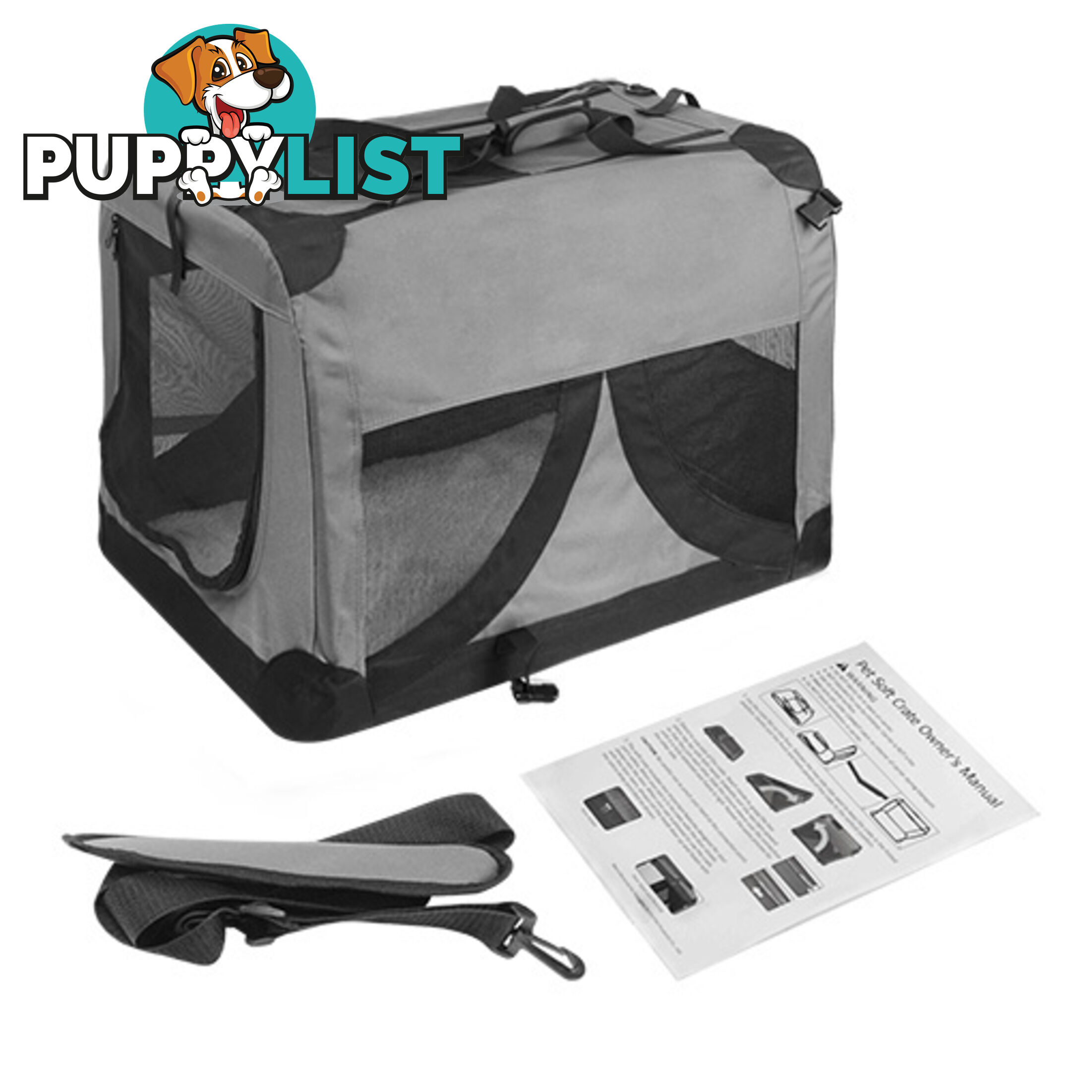 Large Portable Pet Soft Cage Puppy Dog Cat Crate Carrier Folding Kennel Grey