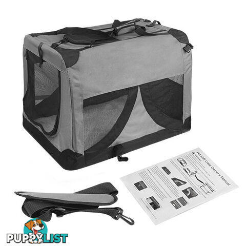 Large Portable Pet Soft Cage Puppy Dog Cat Crate Carrier Folding Kennel Grey