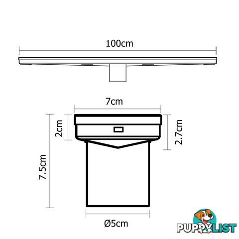 Stainless Steel Shower Grate Tile Insert Waste Linear Bathroom Drain Floor 100cm