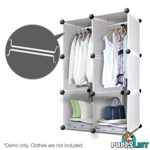 16 Cube Storage Cabinet with Hanging Bars - White