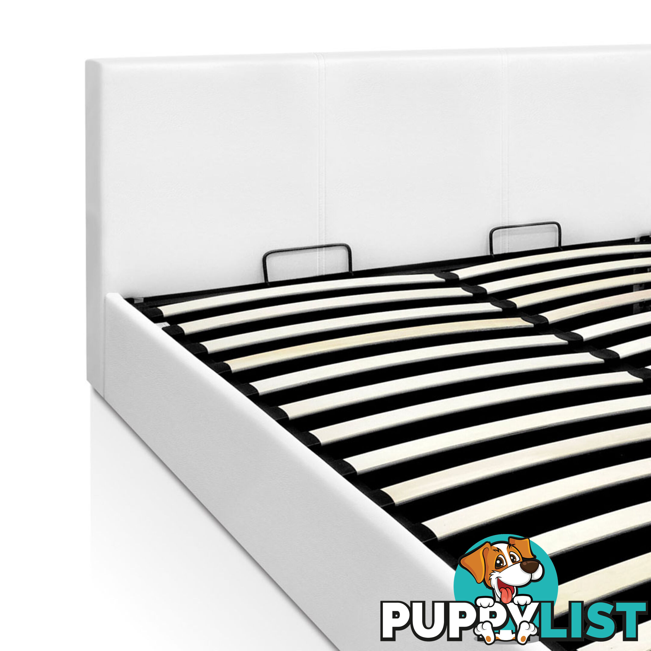 Deluxe Gas Lift PU Leather Bed Frame With Storage Queen White