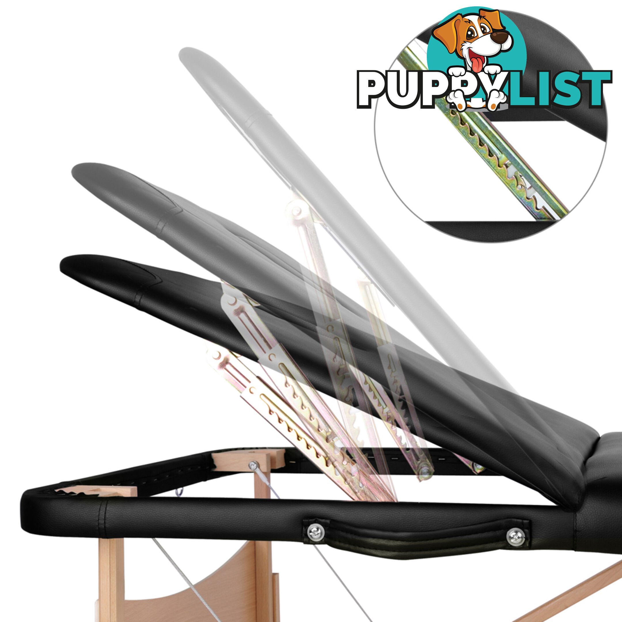 Portable Wooden Massage Table 3 Fold Beauty Chair Bed Waxing Black 70 cm