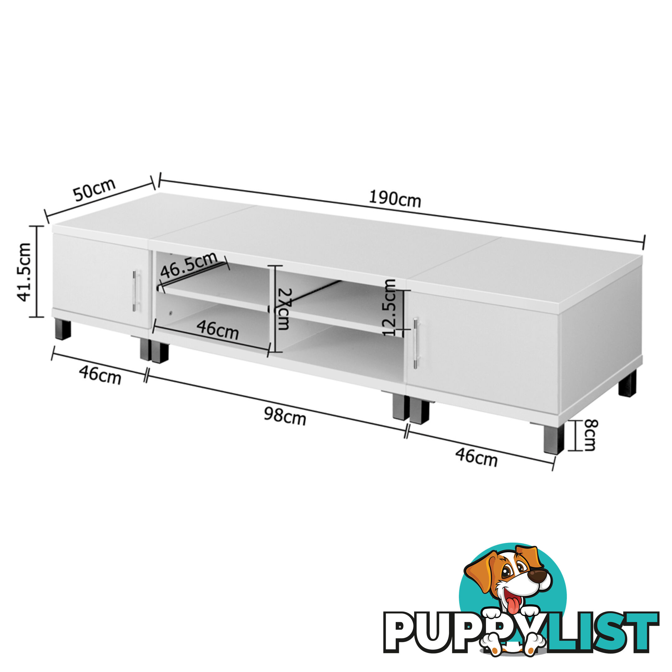 TV Stand Entertainment Unit Lowline Cabinet Drawer White