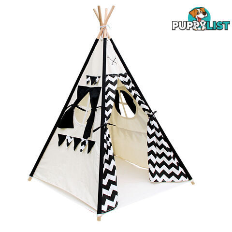 4 Poles Teepee Tent w/ Storage Bag Black