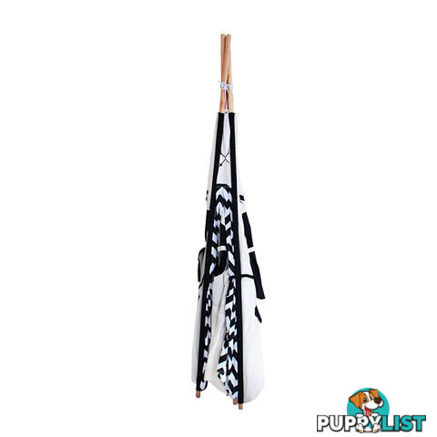 4 Poles Teepee Tent w/ Storage Bag Black