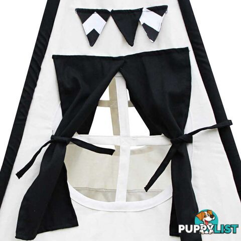 4 Poles Teepee Tent w/ Storage Bag Black