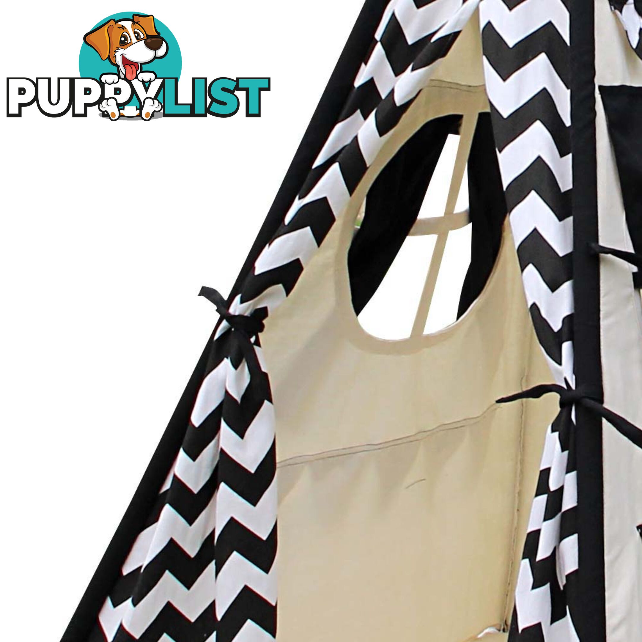 4 Poles Teepee Tent w/ Storage Bag Black