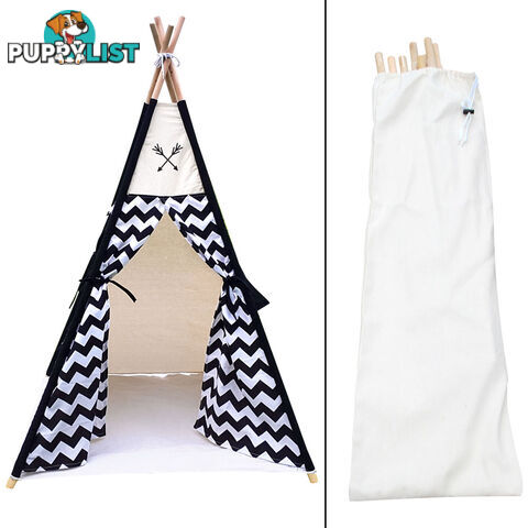 4 Poles Teepee Tent w/ Storage Bag Black