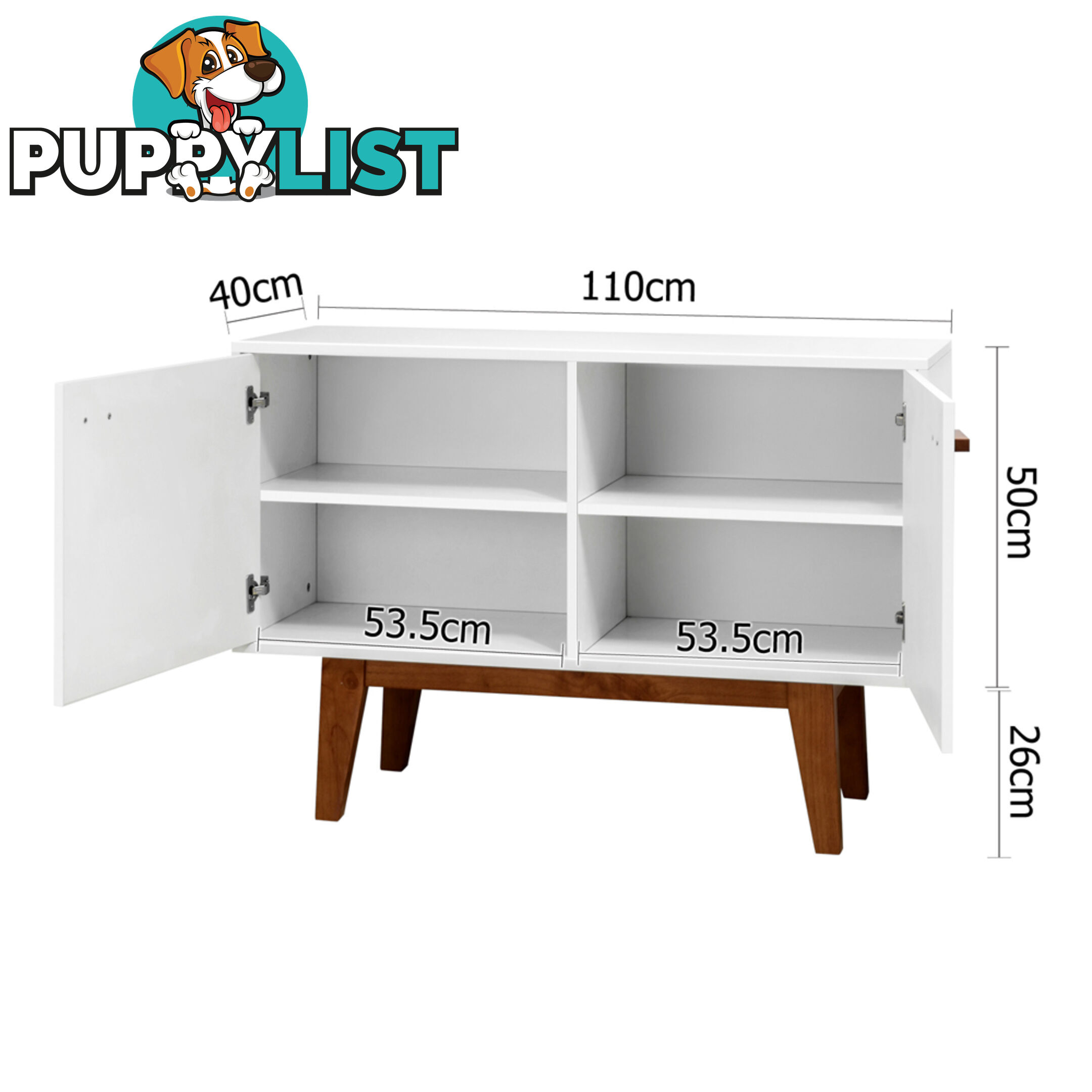 2 Doors Sideboard Buffet Cabinet / Cupboard Matt White