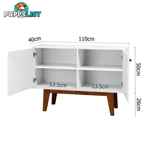 2 Doors Sideboard Buffet Cabinet / Cupboard Matt White