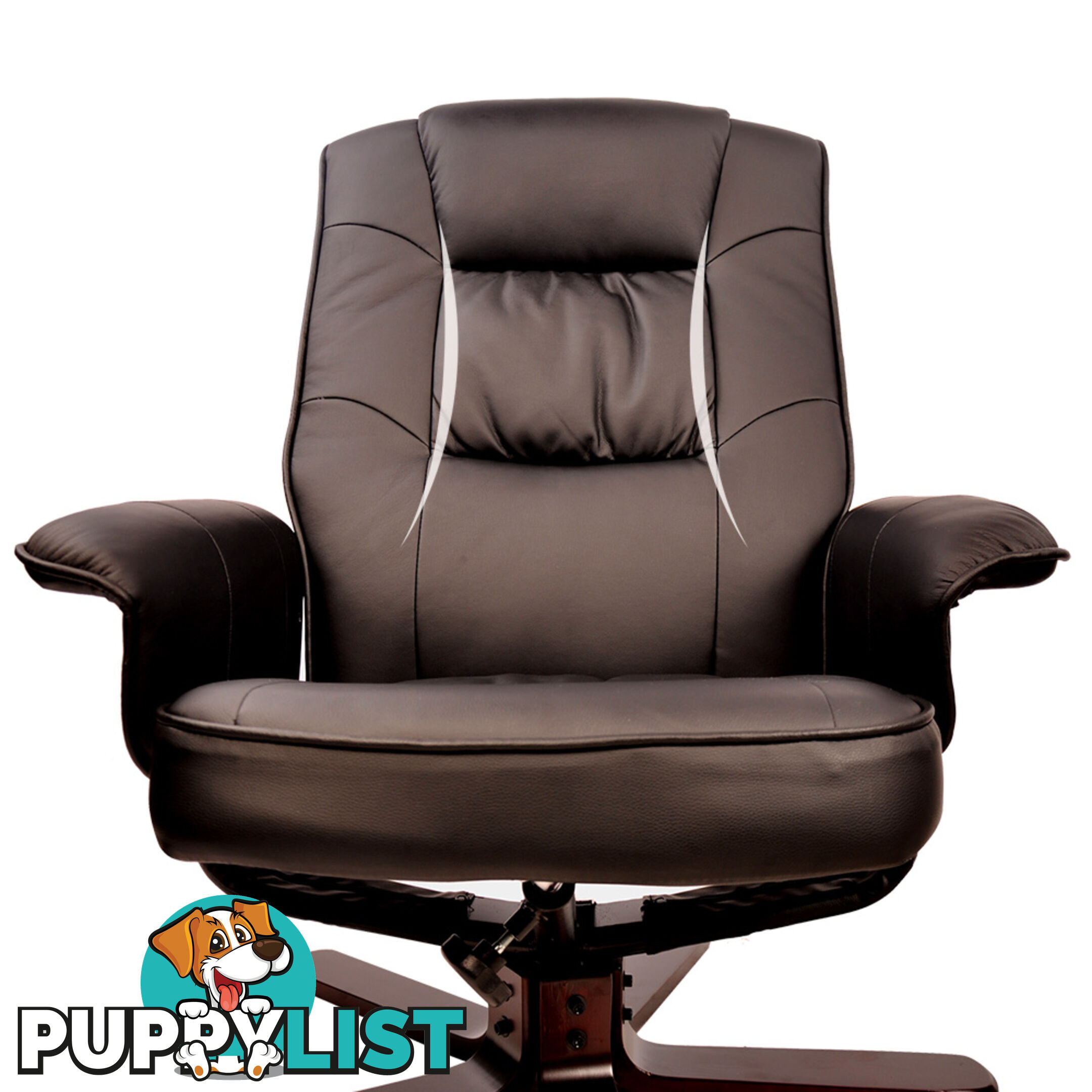 PU Leather Recliner Ottoman Chair Office Lounge Couch Armchair Chocolate