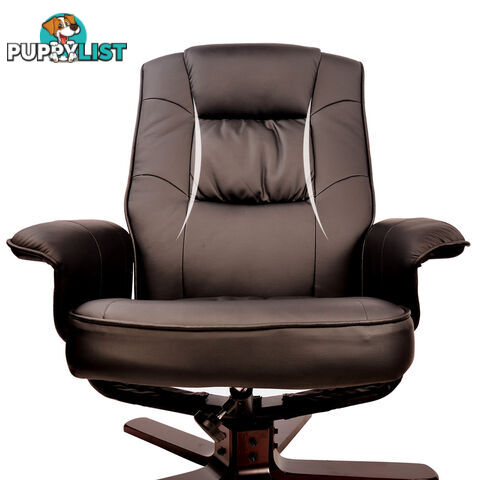 PU Leather Recliner Ottoman Chair Office Lounge Couch Armchair Chocolate