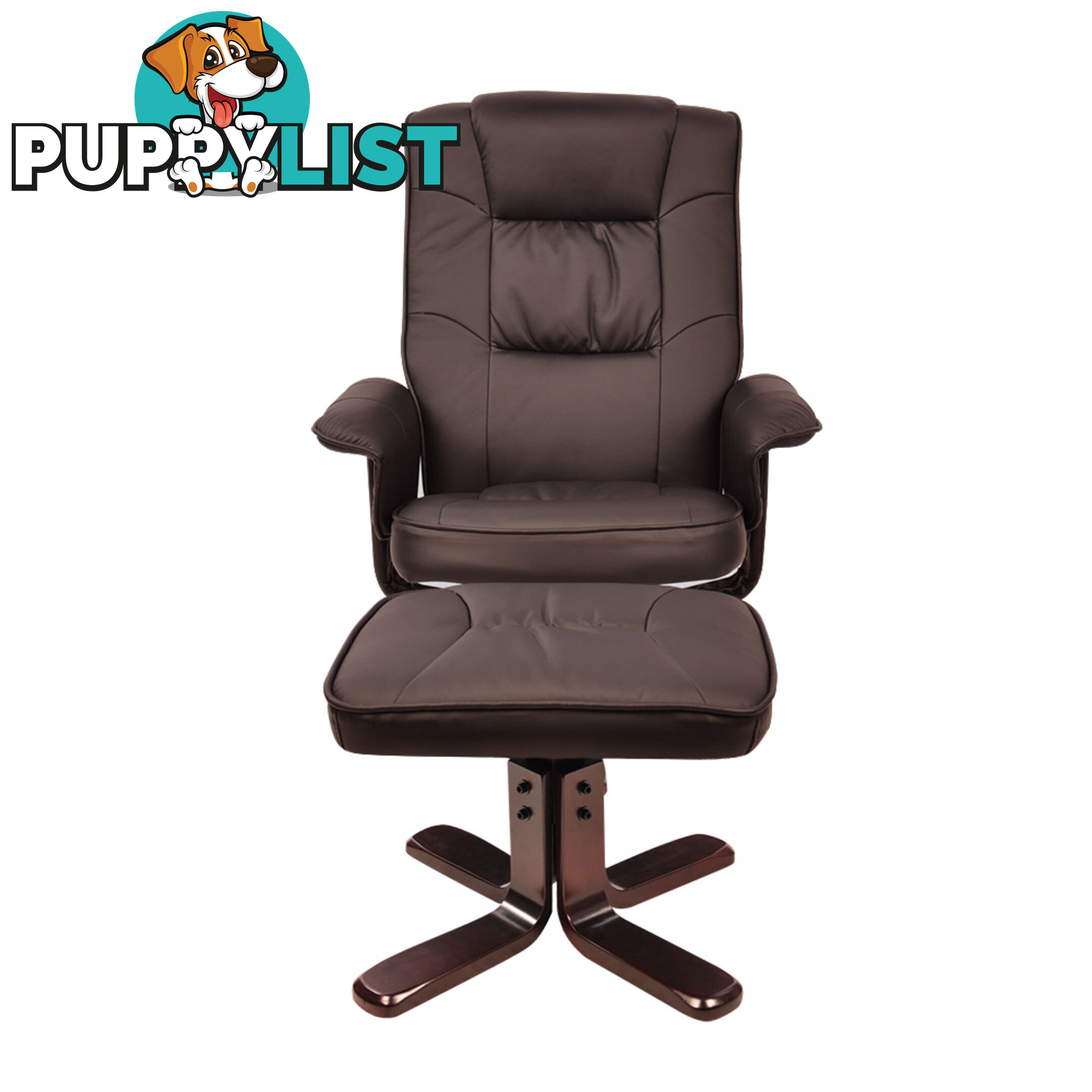 PU Leather Recliner Ottoman Chair Office Lounge Couch Armchair Chocolate