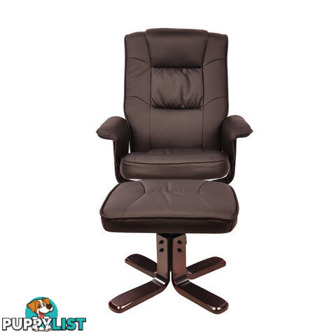 PU Leather Recliner Ottoman Chair Office Lounge Couch Armchair Chocolate