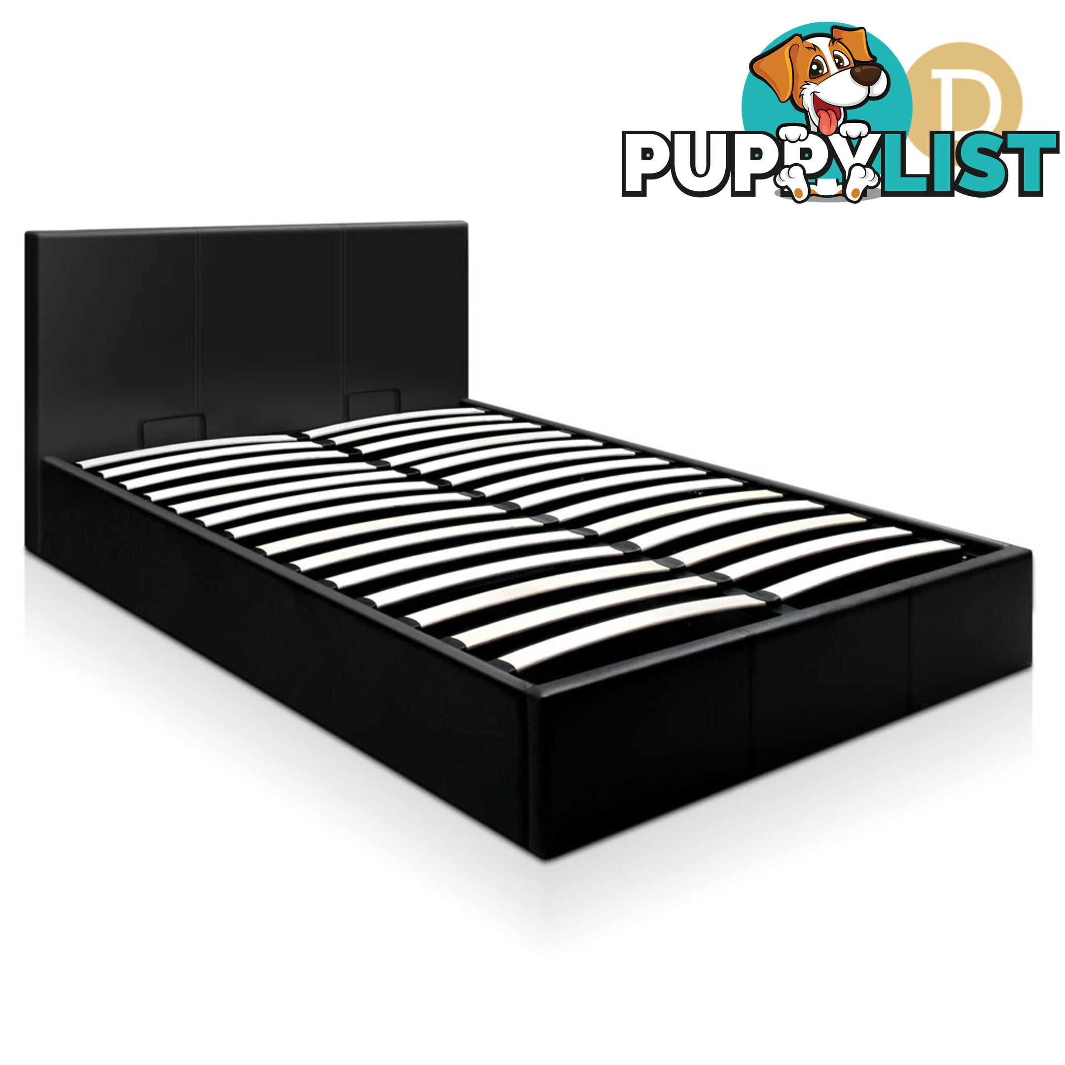 Deluxe Gas Lift PU Leather Storage Bed Frame Double Black