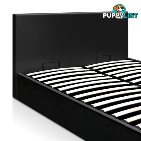 Deluxe Gas Lift PU Leather Storage Bed Frame Double Black