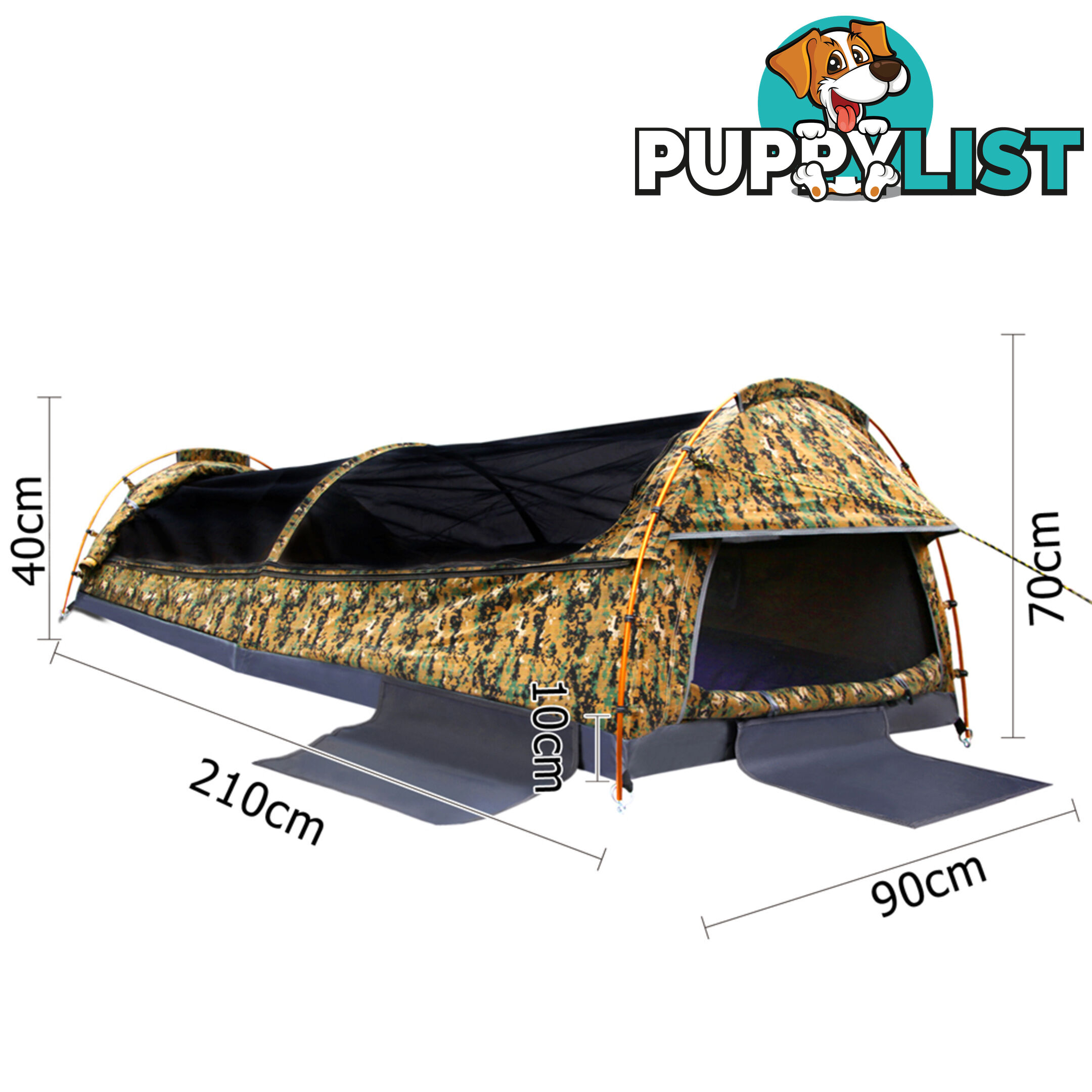 King Single Camping Canvas Swag Tent Desert Camouflage w/ Bag