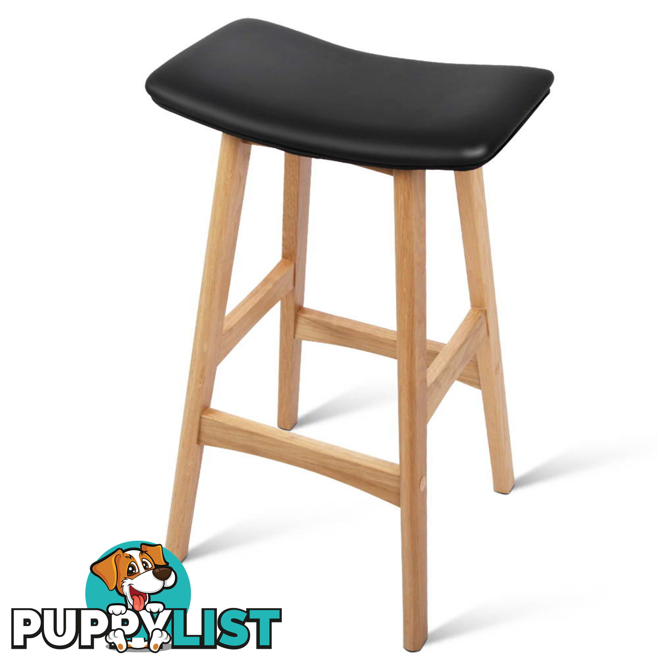 Set of 2 High Seat Barstools Black