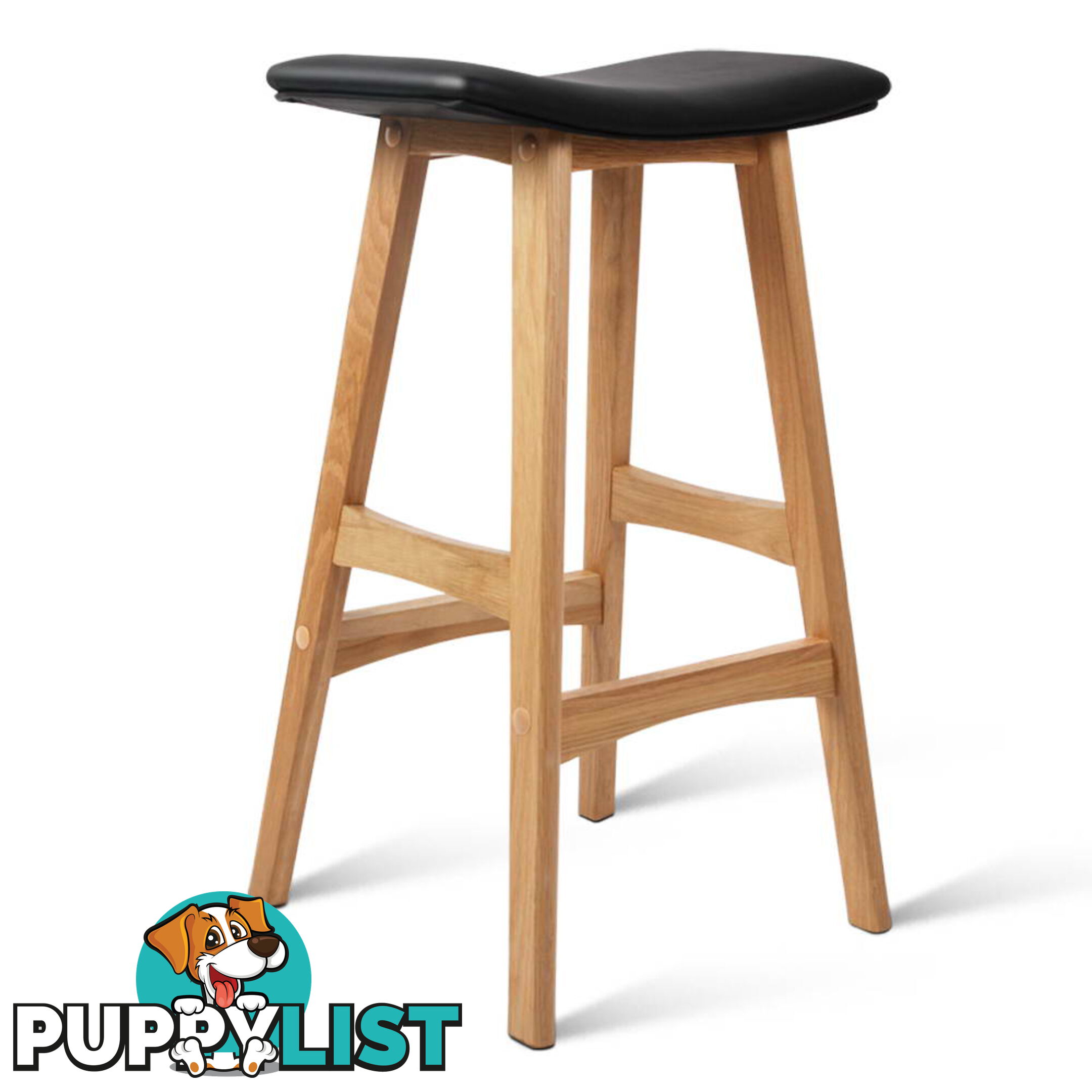 Set of 2 High Seat Barstools Black