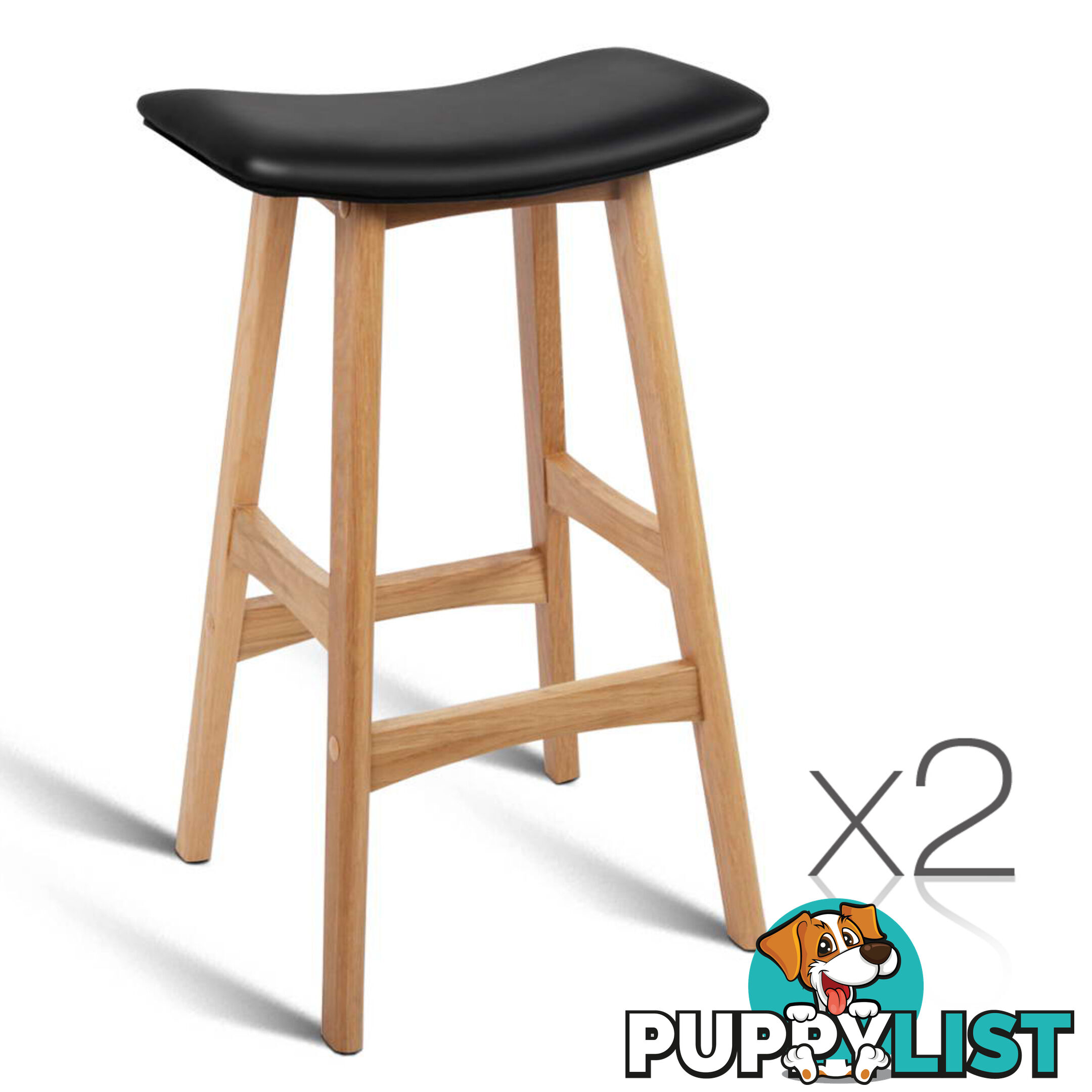 Set of 2 High Seat Barstools Black