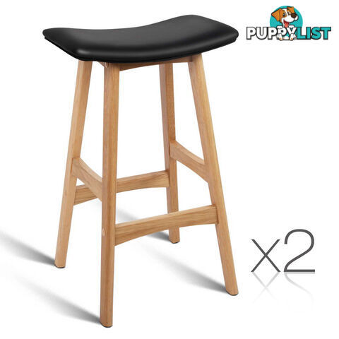 Set of 2 High Seat Barstools Black