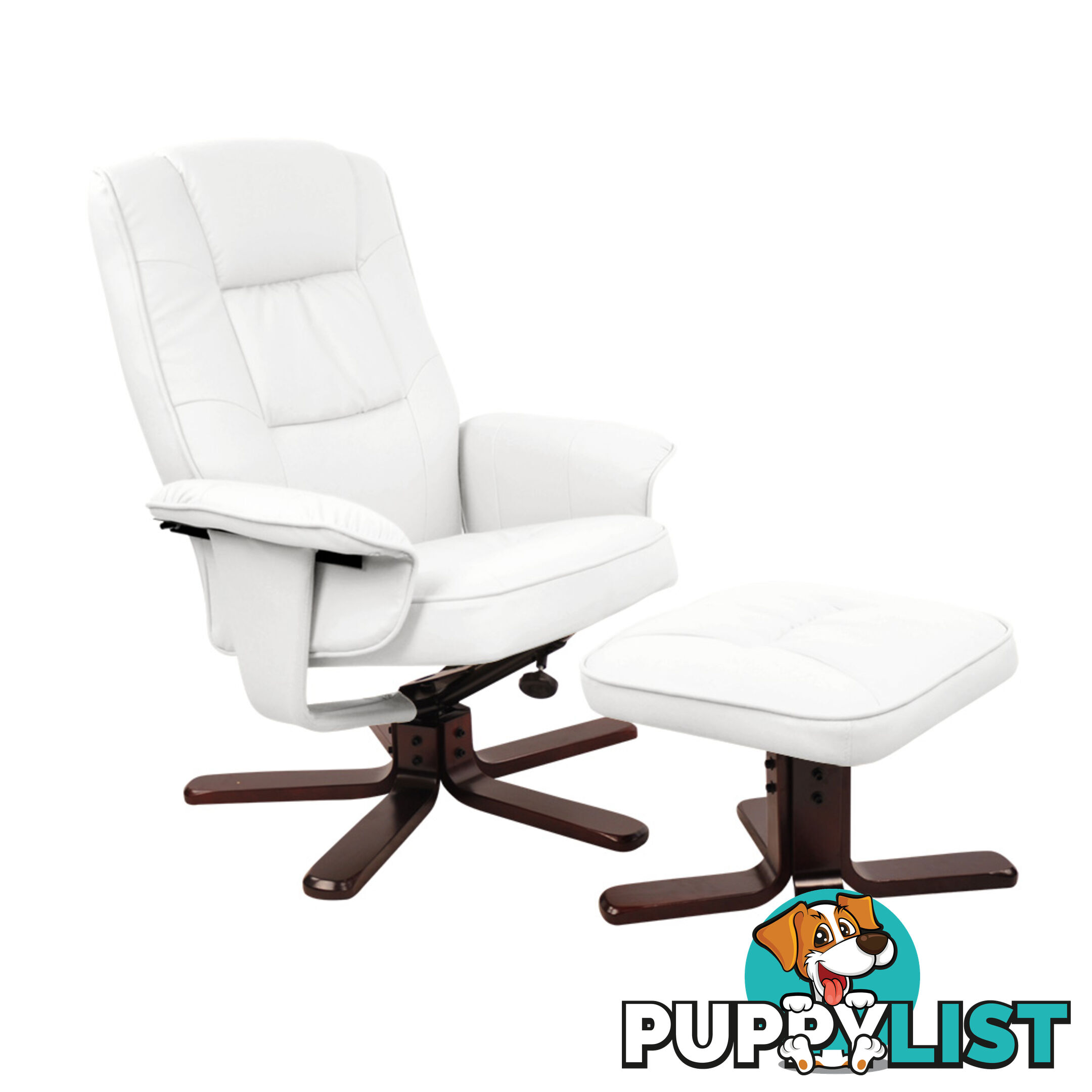 PU Leather Recliner Ottoman Chair Office Lounge Couch Armchair White