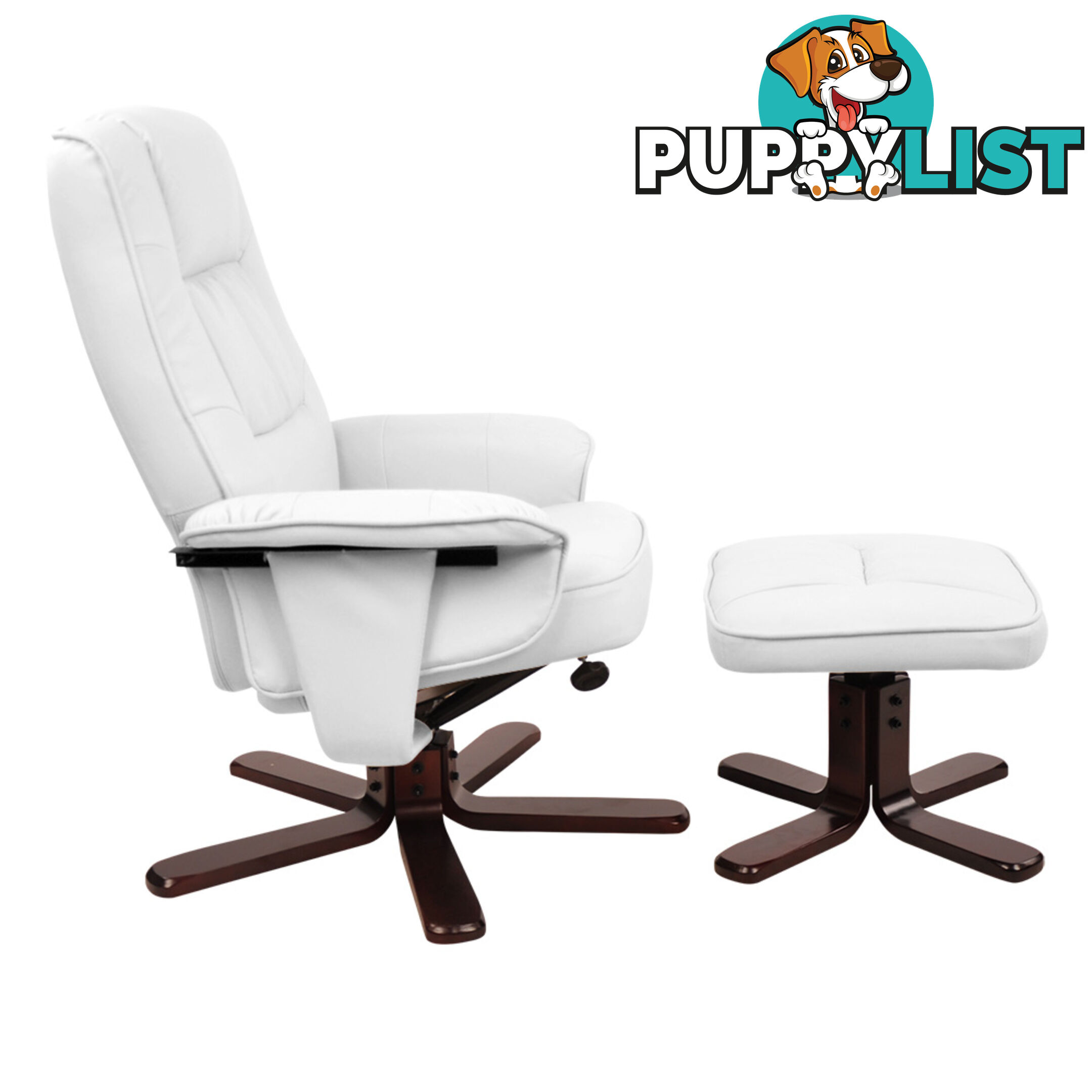 PU Leather Recliner Ottoman Chair Office Lounge Couch Armchair White