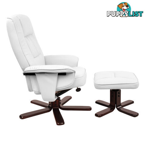 PU Leather Recliner Ottoman Chair Office Lounge Couch Armchair White