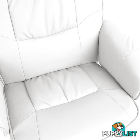 PU Leather Recliner Ottoman Chair Office Lounge Couch Armchair White