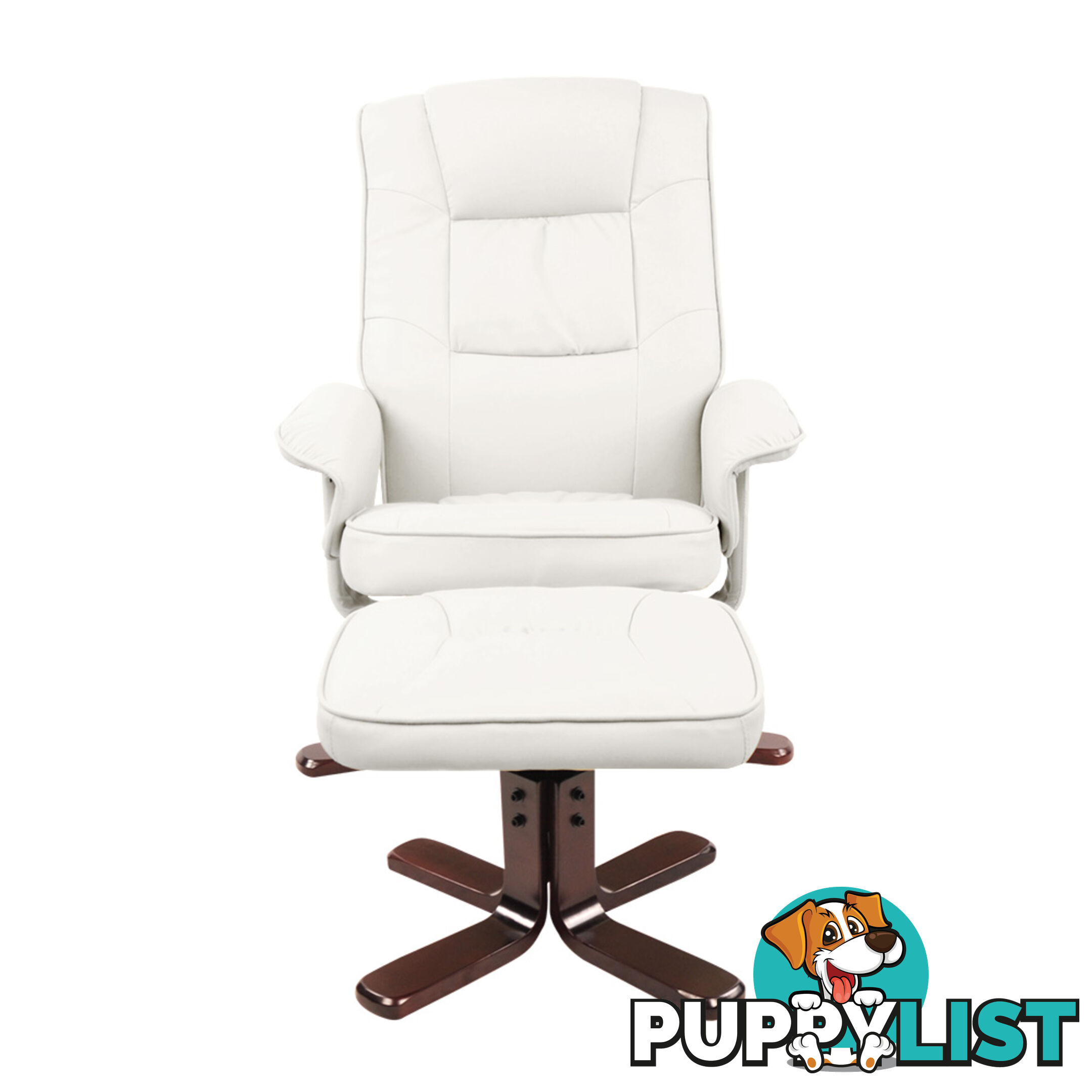 PU Leather Recliner Ottoman Chair Office Lounge Couch Armchair White