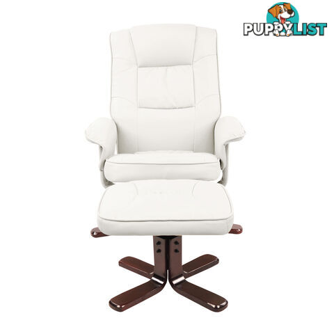 PU Leather Recliner Ottoman Chair Office Lounge Couch Armchair White