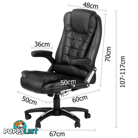 8 Point Massage Executive PU Leather Office Computer Chair Wireless Remote Black