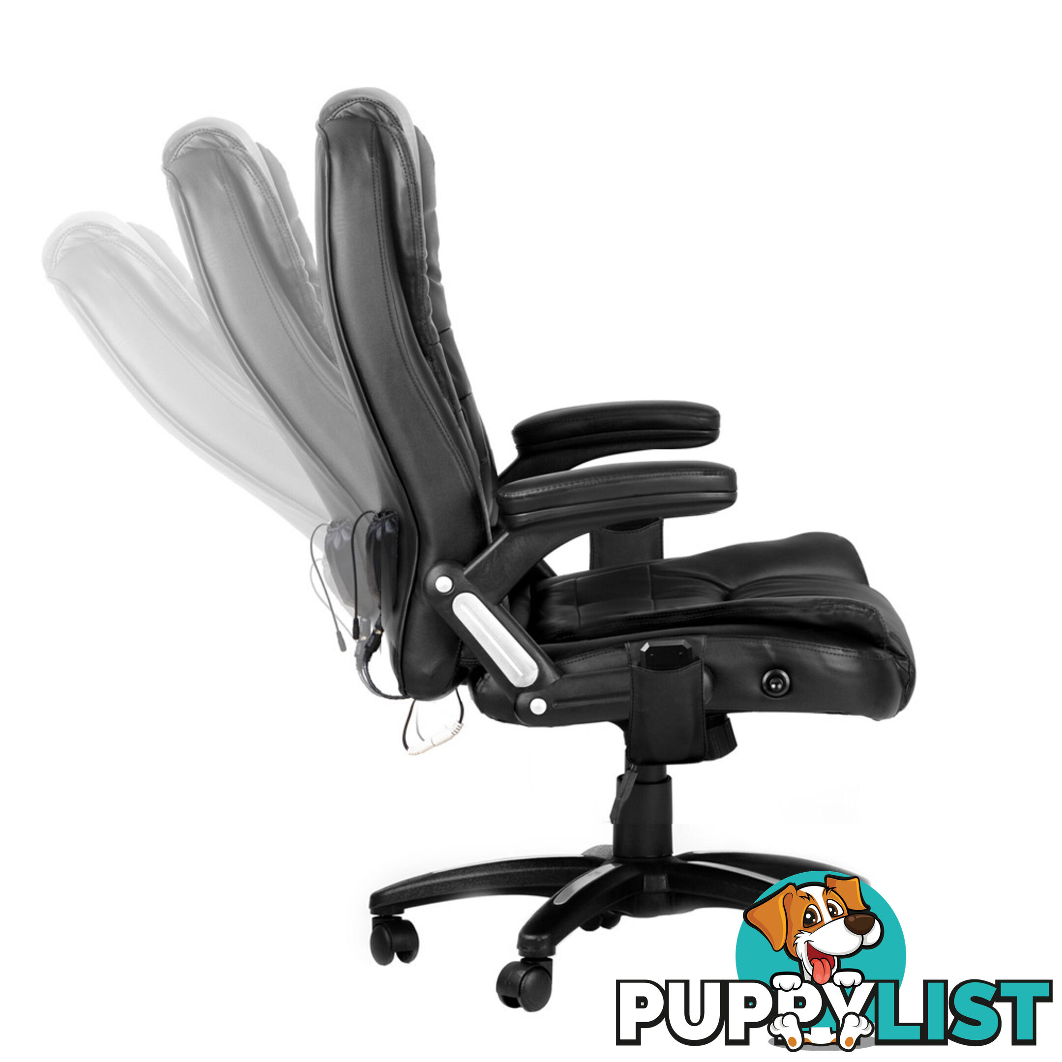 8 Point Massage Executive PU Leather Office Computer Chair Wireless Remote Black