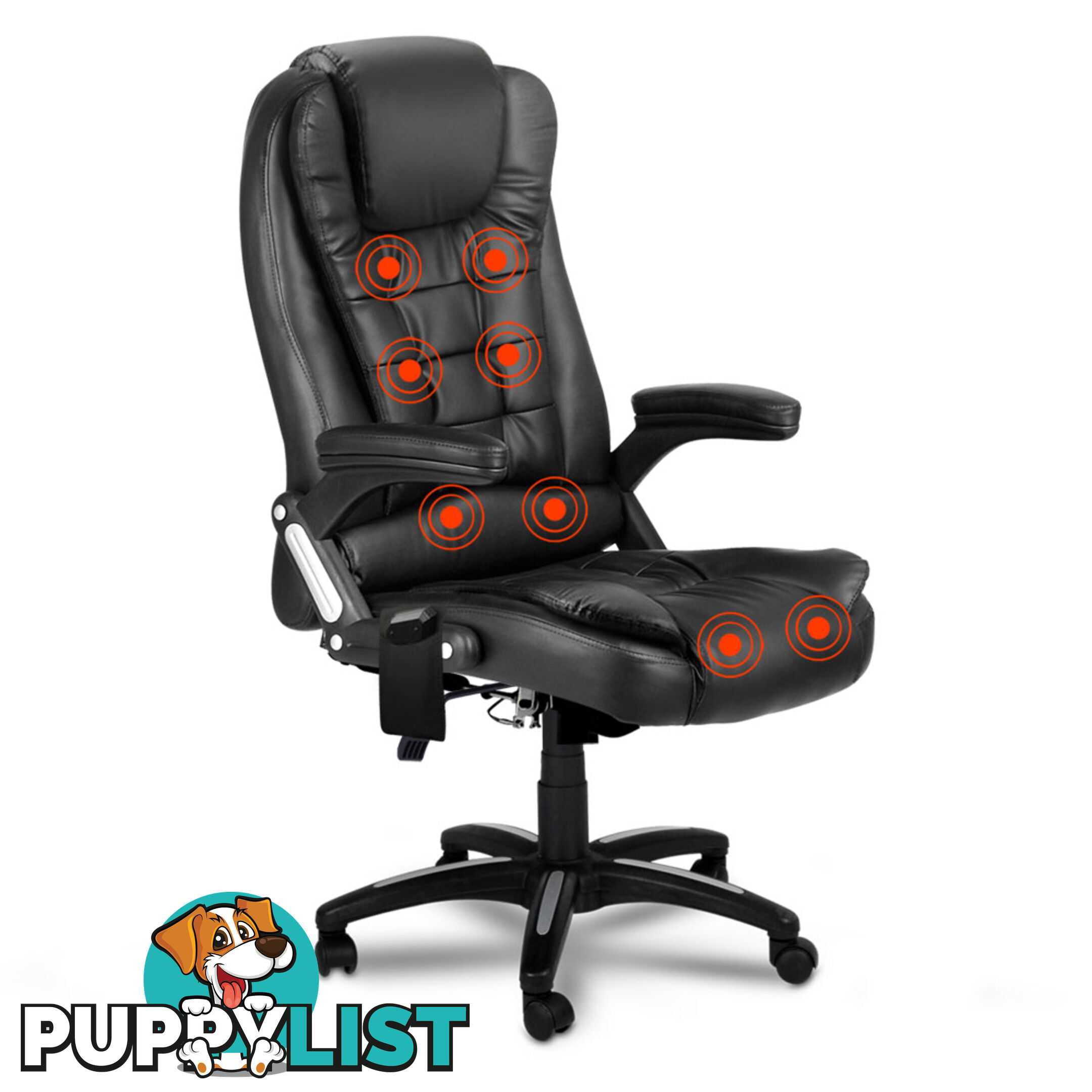 8 Point Massage Executive PU Leather Office Computer Chair Wireless Remote Black