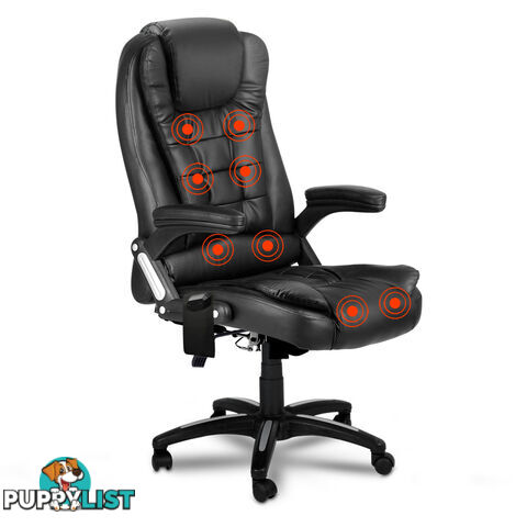 8 Point Massage Executive PU Leather Office Computer Chair Wireless Remote Black