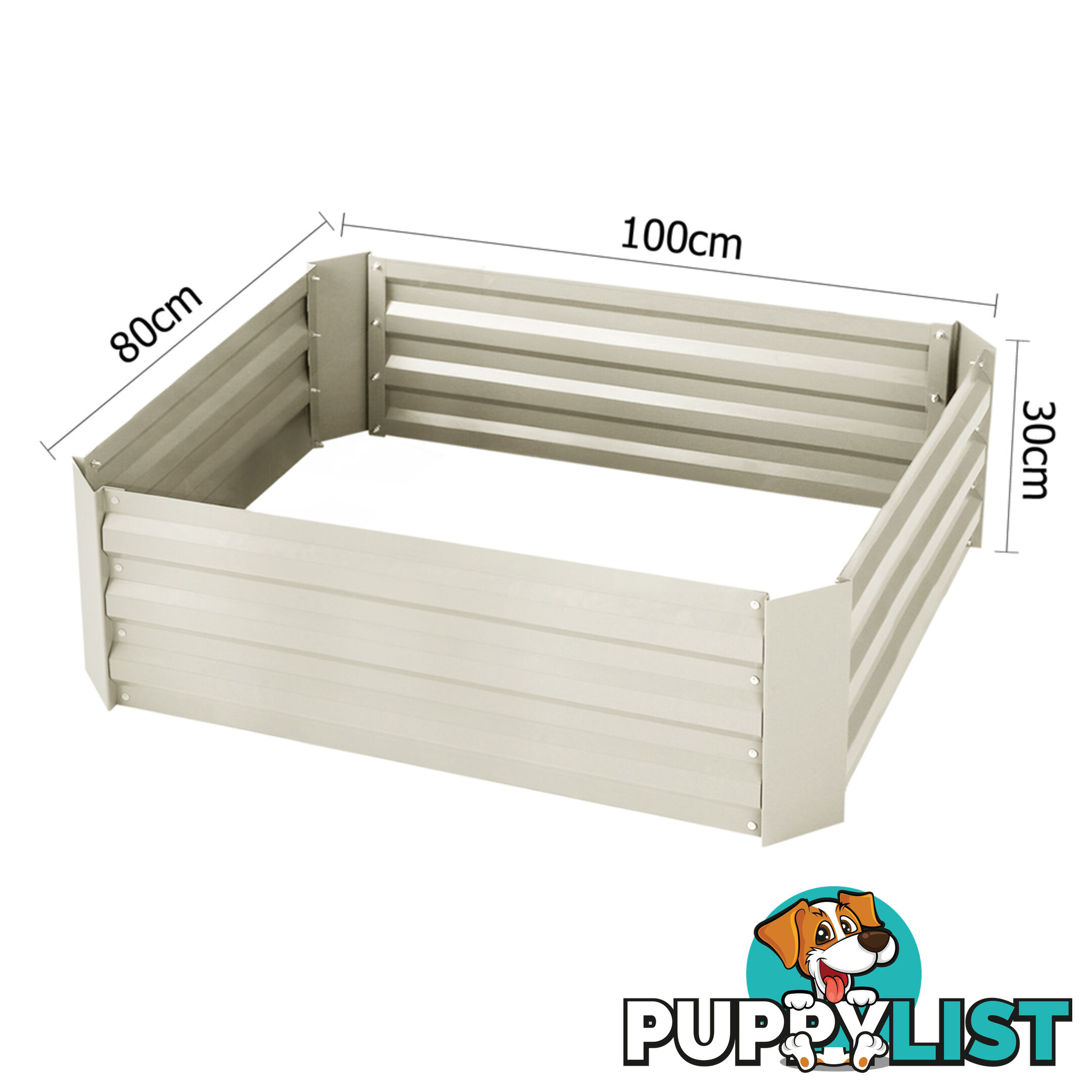 Galvanised Raised Garden Bed 100 x 80cm Cream