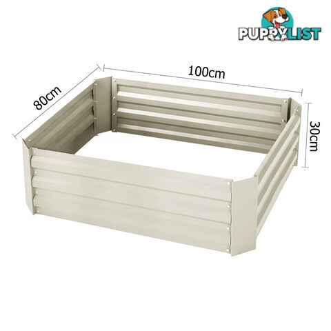 Galvanised Raised Garden Bed 100 x 80cm Cream