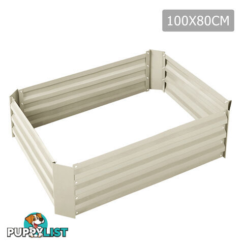 Galvanised Raised Garden Bed 100 x 80cm Cream