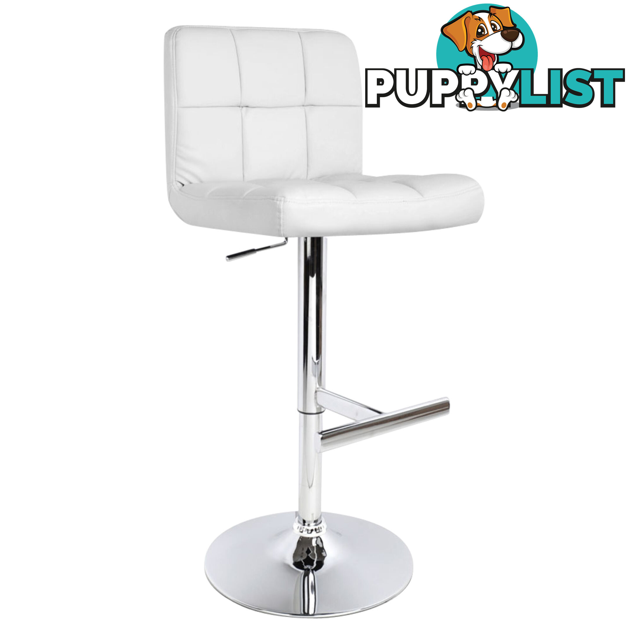 2 x PU Leather Gas Lift Bar Stool Kitchen Office Pub Barstool Swivel Chair White