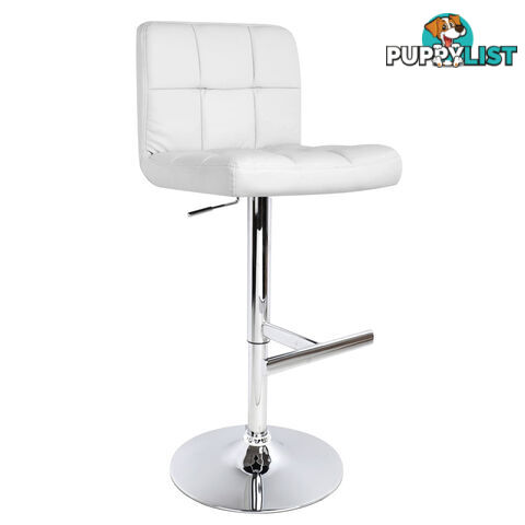 2 x PU Leather Gas Lift Bar Stool Kitchen Office Pub Barstool Swivel Chair White