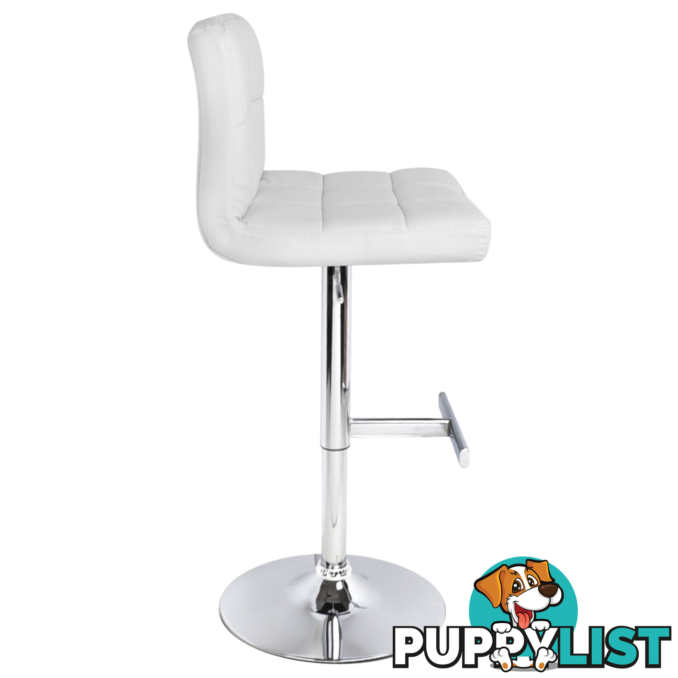 2 x PU Leather Gas Lift Bar Stool Kitchen Office Pub Barstool Swivel Chair White