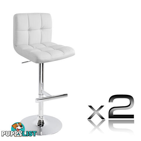 2 x PU Leather Gas Lift Bar Stool Kitchen Office Pub Barstool Swivel Chair White